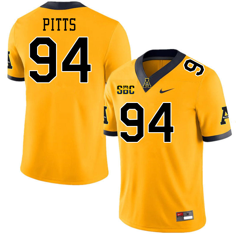 Appalachian State Mountaineers #94 Caleb Pitts College Football Jerseys Stitched-Gold